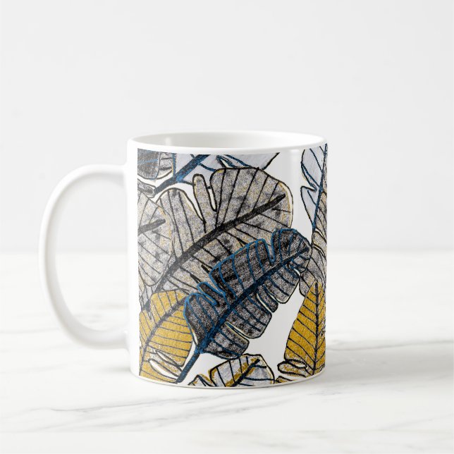 Hand Drawn: Tropical Leaves Coffee Mug (Left)