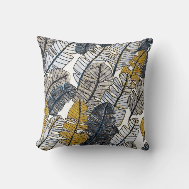 Hand Drawn: Tropical Leaves Cushion (Front)