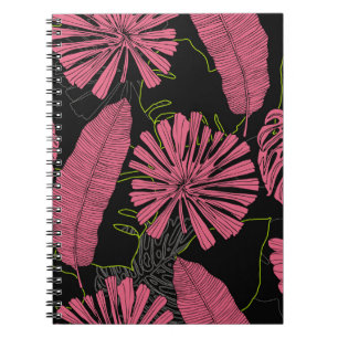 Hand drawn tropical leaves. Exotic plant. Tropical Notebook