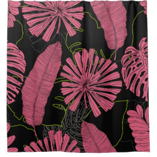 Hand drawn tropical leaves. Exotic plant. Tropical Shower Curtain