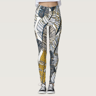 Hand Drawn: Tropical Leaves Leggings