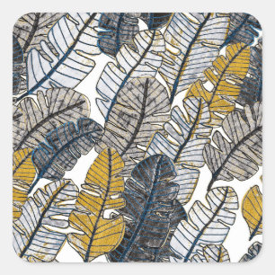Hand Drawn: Tropical Leaves Square Sticker