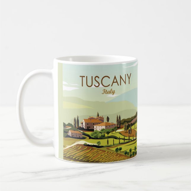 Hand Drawn Tuscany Italy Landscape Scenery Sketch Coffee Mug (Left)