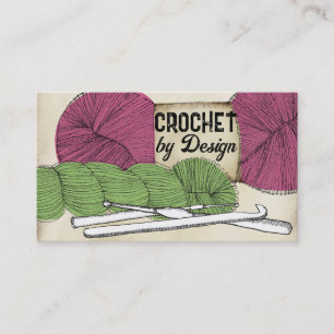 Hand drawn twisted yarn hank skein crochet hooks business card