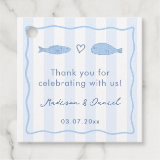 Hand-drawn Two Less Fish Sea Couples Bridal Shower Favour Tags