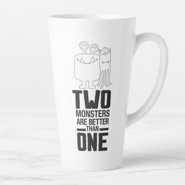 Hand Drawn Two Monster Art Monster Halloween Art  Latte Mug (Right)
