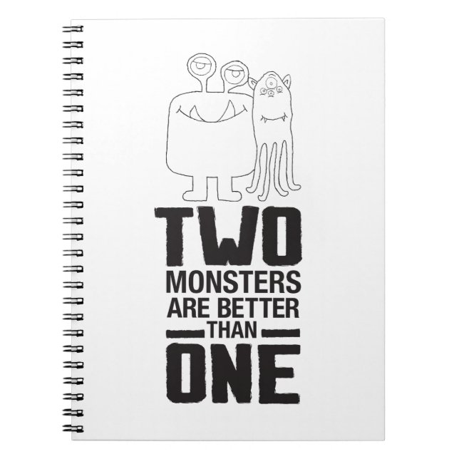 Hand Drawn Two Monster Art Monster Halloween Art  Notebook (Front)