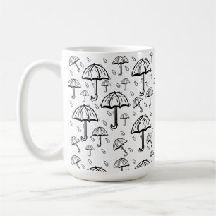 hand drawn umbrella and rain  coffee mug