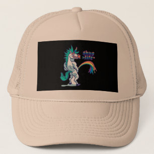 hand drawn unicorn peeing trucker hat