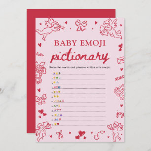 Hand Drawn Valentine Baby Emoji Pictionary Game Invitation