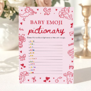 Hand Drawn Valentine Baby Emoji Pictionary Game Invitation