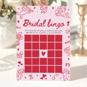 Hand Drawn Valentine Bridal Bingo Baby Shower Game Invitation