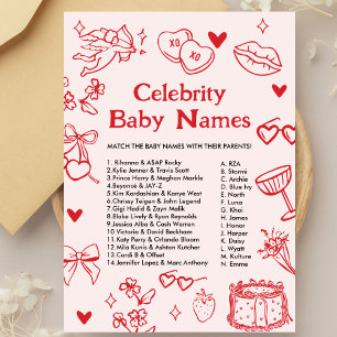 Hand Drawn Valentine Celebrity Baby Name Game Invitation