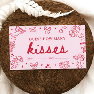 Hand Drawn Valentine Guess How Many Kisses Game Enclosure Card