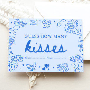 Hand Drawn Valentine Guess How Many Kisses Game Enclosure Card