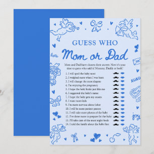 Hand Drawn Valentine Guess Who Mom or Dad Game Invitation