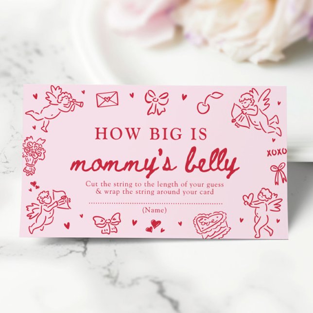 Hand Drawn Valentine How Big is Mommy's Belly Game Enclosure Card (Hand Drawn Valentine How Big is Mommy's Belly Game)