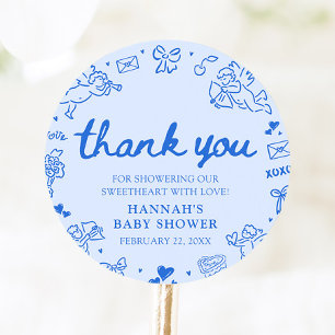 Hand Drawn Valentine Little Sweetheart Baby Shower Classic Round Sticker