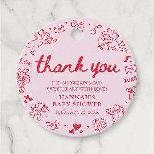 Hand Drawn Valentine Little Sweetheat Baby Shower Favour Tags