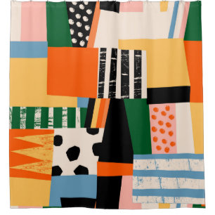 Hand drawn various shapes. Abstract contemporary s Shower Curtain