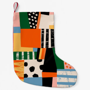 Hand drawn various shapes. Abstract contemporary s Small Christmas Stocking
