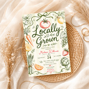 Hand-drawn vegetables fruits doodle baby shower invitation