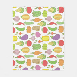 Hand-drawn vegetables, vintage doodle background. fleece blanket