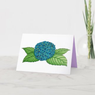 Hand-drawn vibrant blue hydrangea flower card
