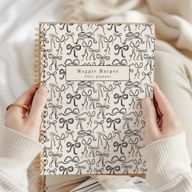 Hand Drawn Vintage Bow Personalised Planner (Creator Uploaded)