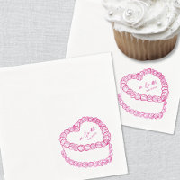 Hand Drawn Vintage Cake Pink Whimsical Wedding