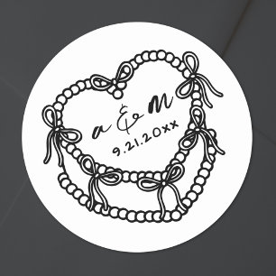 Hand Drawn Vintage Cake Whimsical Wedding Classic Round Sticker