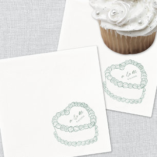 Hand Drawn Vintage Cake Whimsical Wedding Napkin