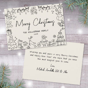 Hand Drawn Vintage Christmas Holiday Card