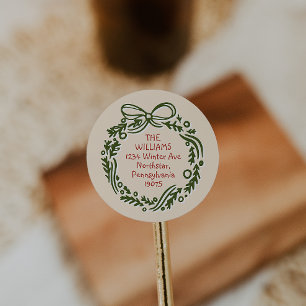 Hand-Drawn Vintage Cream Christmas Envelope Seals