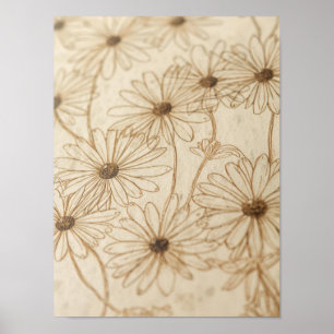 Hand-drawn vintage daisies poster