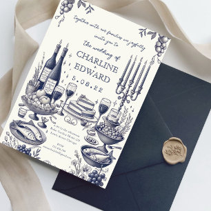 Hand Drawn Vintage  Drawing Handwritting Wedding  Invitation