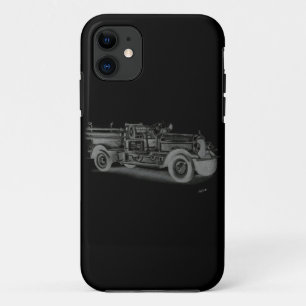 hand drawn vintage fire truck inverse iPhone 11 case
