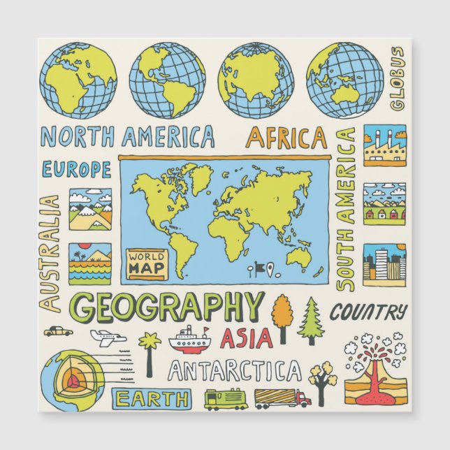 Hand Drawn Vintage Geography Illustration (Front)