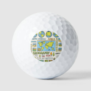 Hand Drawn Vintage Geography Illustration Golf Balls