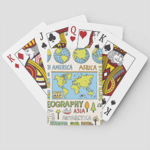 Hand Drawn Vintage Geography Illustration Playing Cards