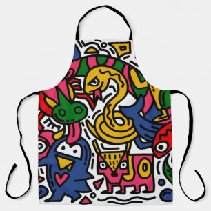 Hand Drawn vintage Illustration of Doodle, cartoon Apron