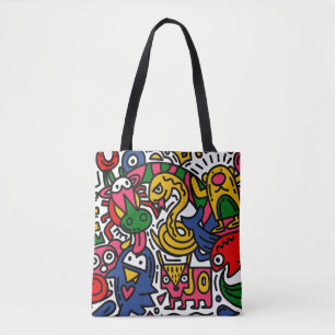 Hand Drawn vintage Illustration of Doodle, cartoon Tote Bag