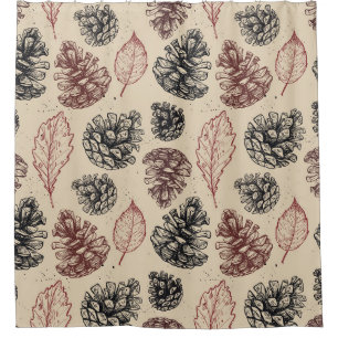 Hand drawn vintage illustrations. Seamless pattern Shower Curtain