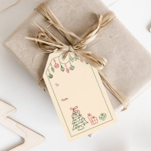 Hand-Drawn Vintage-Inspired Christmas To and From Gift Tags
