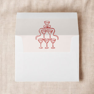 Hand Drawn Vintage Italian Red Whimsical Wedding  Envelope