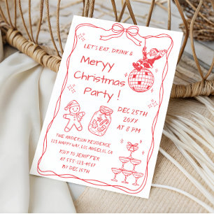 Hand Drawn Vintage Merry Christmas Party Invitation