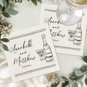 Hand Drawn Vintage Wedding Napkin