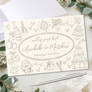 Hand Drawn Vintage Whimsical Wedding Guest Book