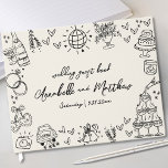 Hand Drawn Vintage Whimsical Wedding Guest Book<br><div class="desc">Vintage-Inspired Whimsical Wedding Guest Book. This charming and playful design is perfect for couples seeking a unique and lighthearted keepsake with a touch of nostalgia for their special day. Set against a vintage off-white or aged background, the guest book features hand-drawn illustrations that flow seamlessly across the front, back, and...</div>
