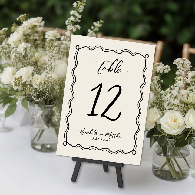 Hand Drawn Vintage Whimsical Wedding Table Number (Hand Drawn Vintage Whimsical Wedding Table Number )
